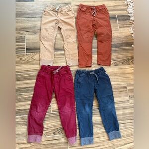Cat & Jack Kids Jogger Pants 4T Bundle- Beige, Rust, Burgundy, and Navy